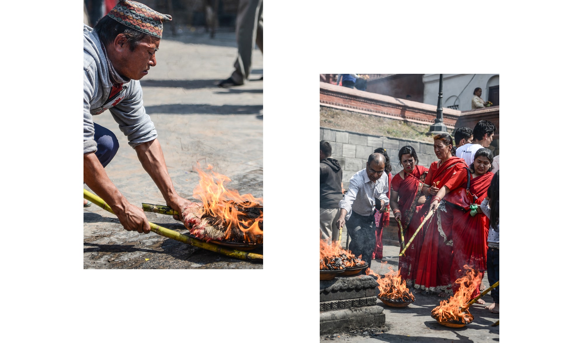 Cérémonie avec du feu au Népal