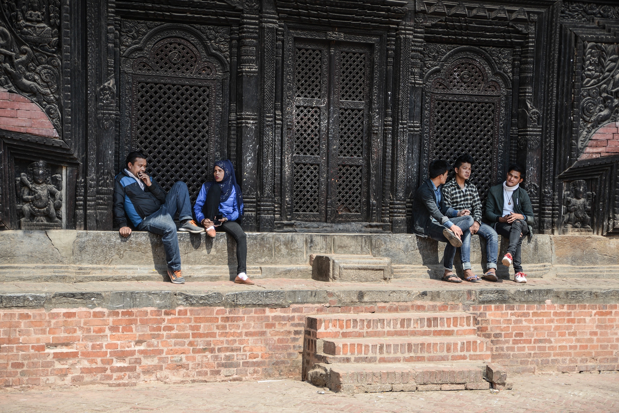 Des étudiants à Bhaktapur au Népal