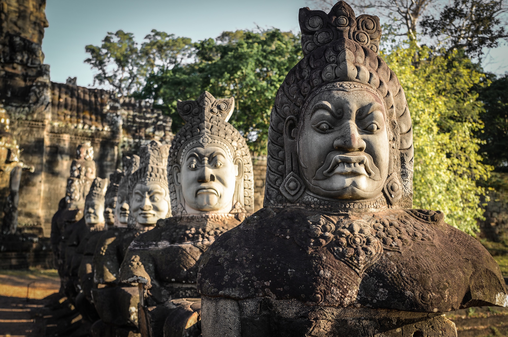 Sculpture du temple Bayon à Angkor au Cambodge