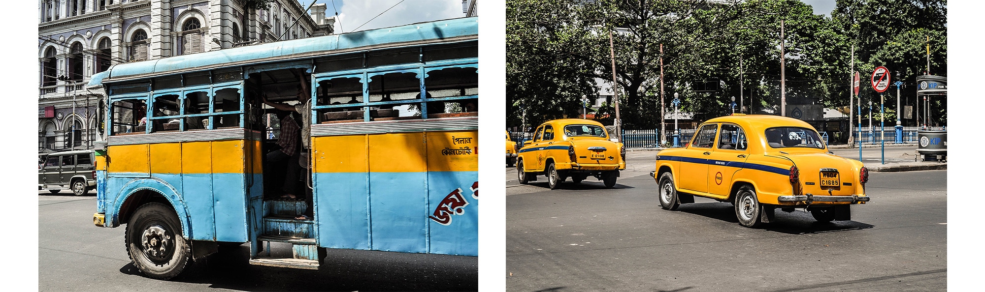 Des bus et taxis à Calcutta en Inde