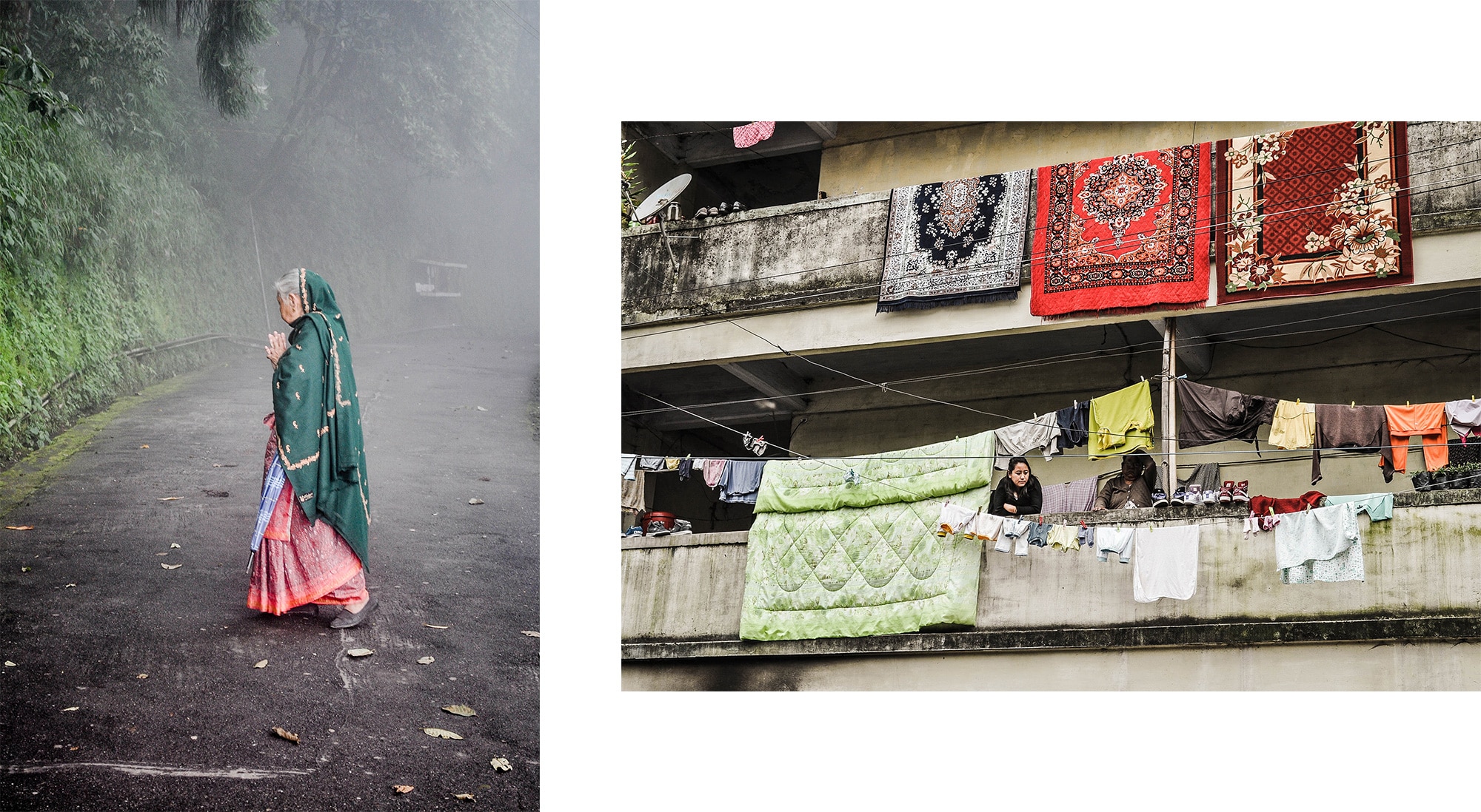 Une femme faisant sa prière à Darjeeling en Inde