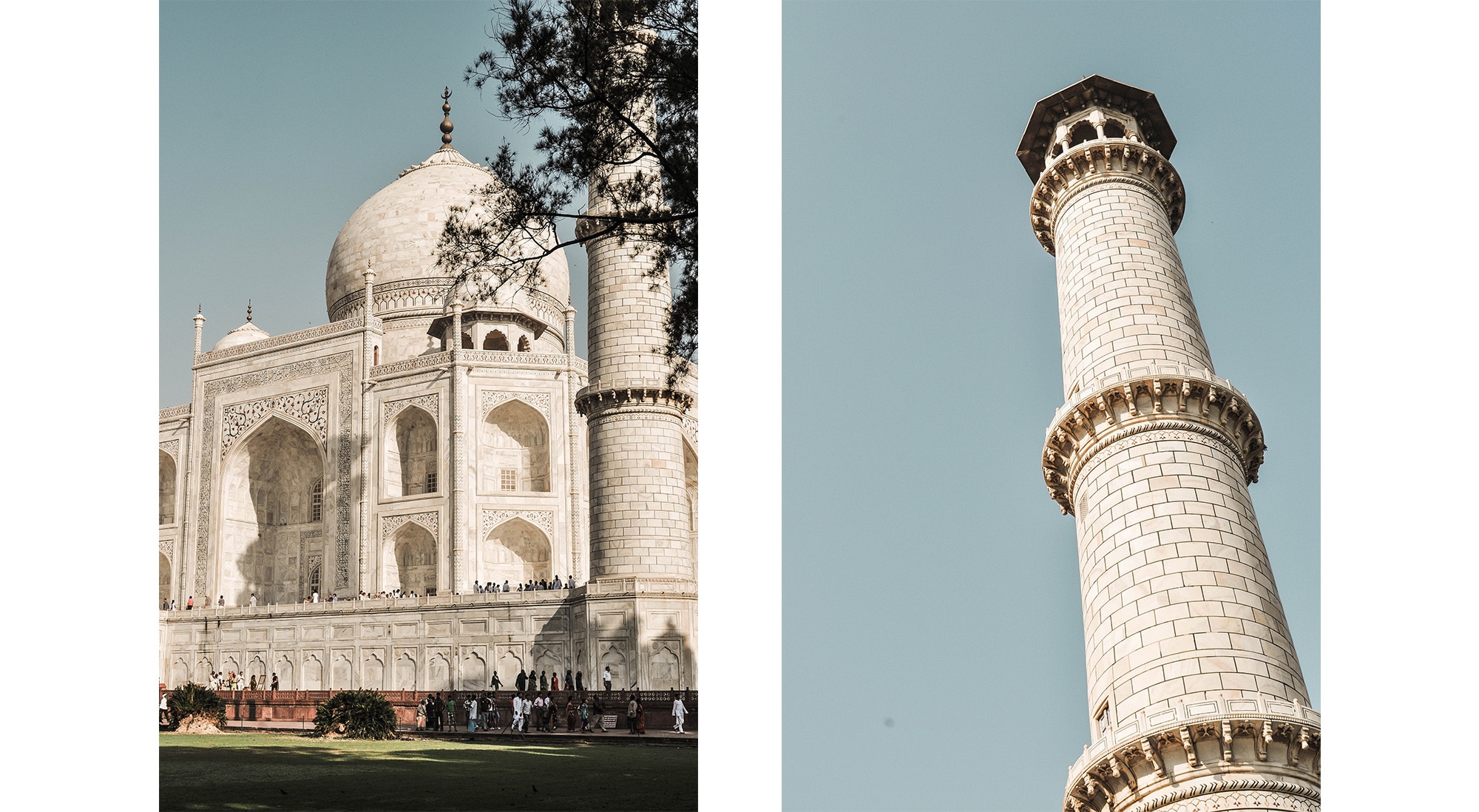 Le minaret du Taj Mahal à Agra en Inde