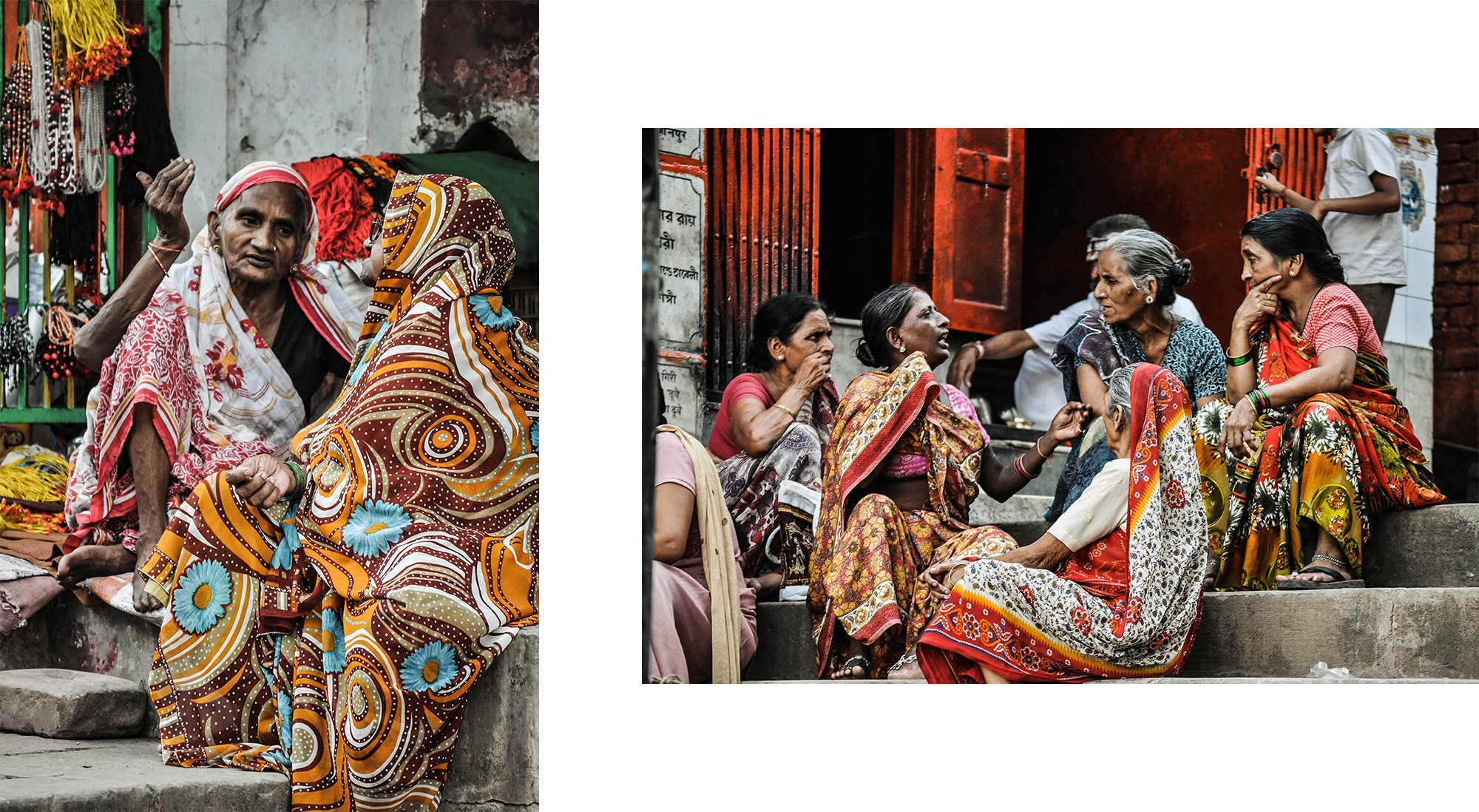 Des femmes aux vêtements colorés à Varanasi en Inde