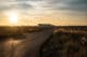 Coucher de soleil dans Le désert des Bardenas Reales en Espagne