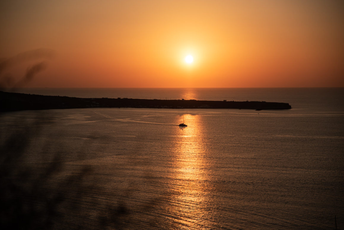 coucher de soleil à Oia Santorin